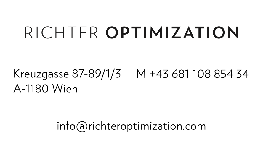 Business card of Richter Optimization